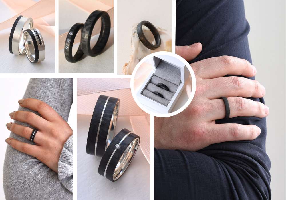 snubní prsteny z karbonu a další materiály snubních prstenů
