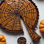 halloweenský dýňový koláč s pavučinou