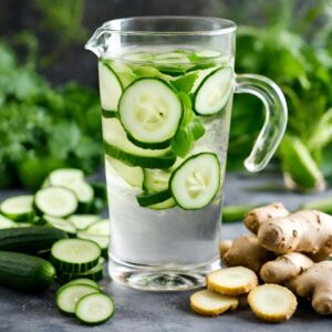 okurková voda se zázvorem