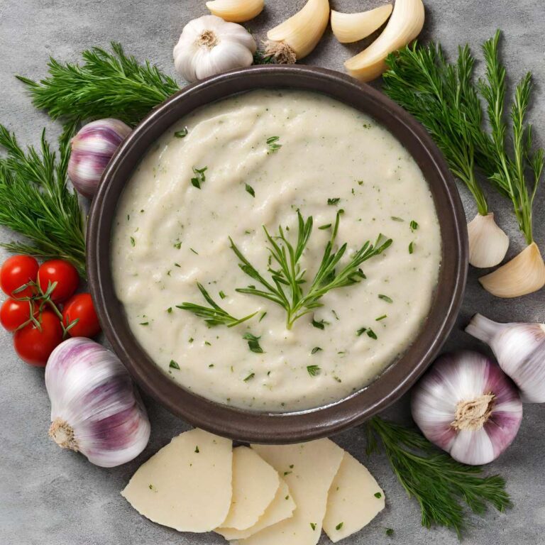 Odlehčený česnekový dip s bylinkami