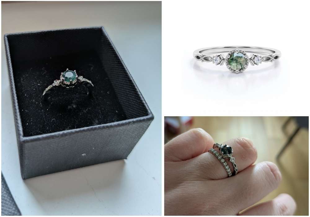 stříbrné šperky olivie mechový achát prsten